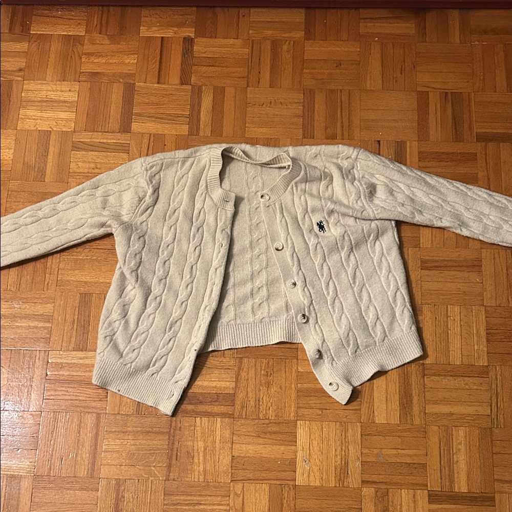 Classic Beige Cable Knit Cardigan